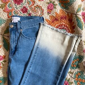 Mud Pie Flare crop jeans bleached bottoms